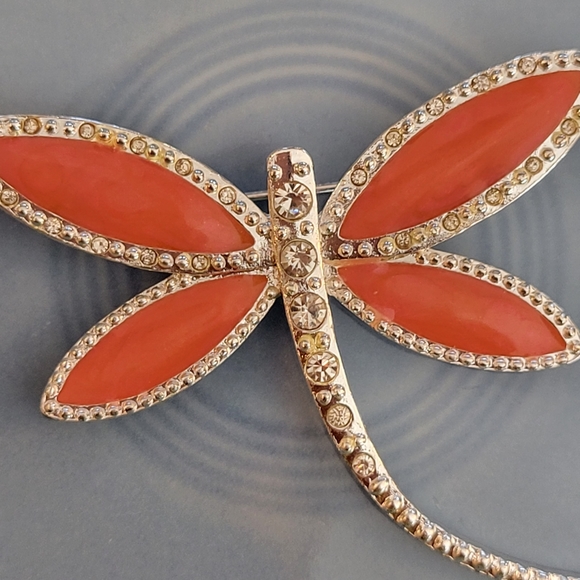 Vintage Avon - NR Dragonfly Pin ~ Brooch ~ 1990s ~ VGUC ~ Pretty Pink - Peach - Picture 6 of 13